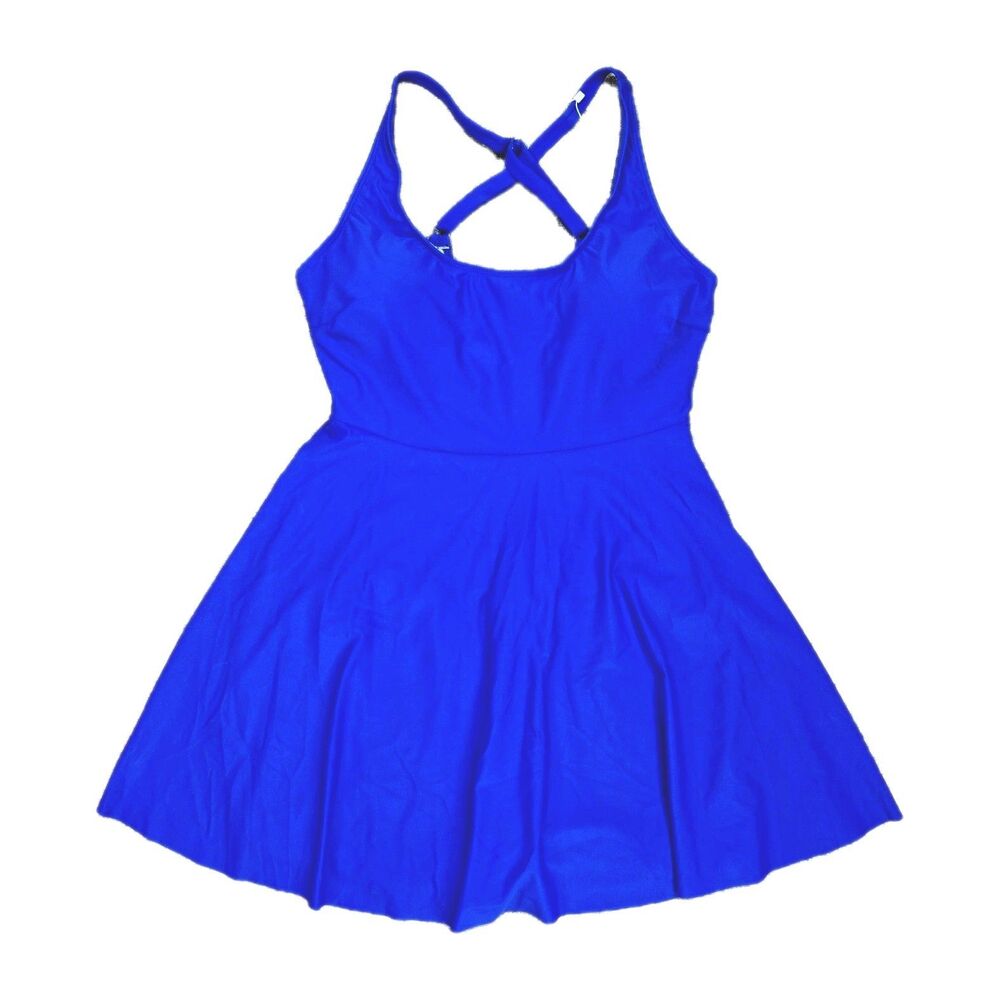 B2PRITY Blue Swimdress L Skirted One Piece Swimsuit NWT